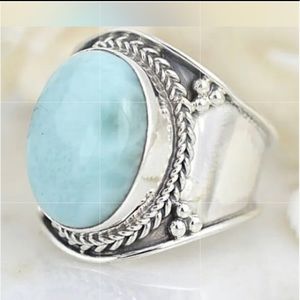🩵Larimar Gemstone 925 Sterling Silver Handmade Ring All Size Sz 9 NIB